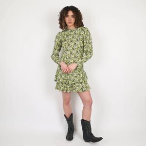 Brogger Nancy Floral Boho Mini Ruffle Long Sleeve Dress